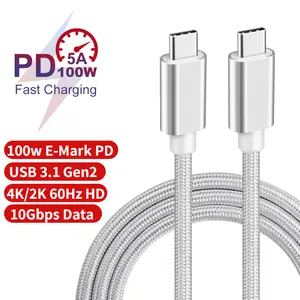 Mobile USB-C To Type-C 5A PD100w 2M Tipo C Cable USB3.2 Cable Fast Charging USB Type C Data Cable 100W For Laptop