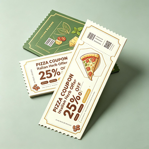 บัตรขูดรางวัลงานเปิดตัวครั้งใหญ่ ปรับแต่งพร้อมโลโก้สำหรับร้านพิซซ่าและร้านอาหาร ตั๋วจับรางวัลแบบเจาะรูบนกระดาษเคลือบเงา - Product Image 2