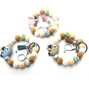 Schattige Luiaard Kralen Armband Effen Kleur Dier Siliconen Kralen Polsbandje Sleutelhanger Voor Vrouwen - Product Image 2