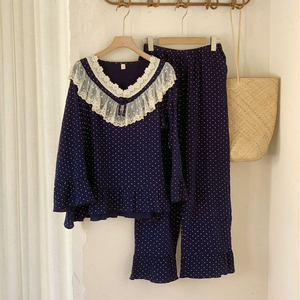 Pigiama a doppio strato a onda blu <span class=keywords><strong>camicia</strong></span> da <span class=keywords><strong>notte</strong></span> primavera e autunno stile principessa a <span class=keywords><strong>maniche</strong></span> <span class=keywords><strong>lunghe</strong></span> da donna - Product Image 1