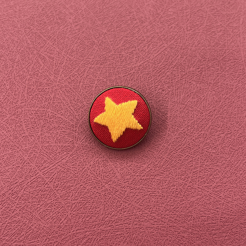 Five-pointed star lapel badge-plastic hoop-25mm diameter