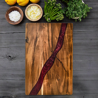 Planche à découper rectangulaire en bois d'acacia et résine époxy, écologique, réutilisable, pour la cuisine