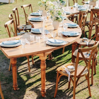 Table rustique pliante en bois massif de 183 x 91 cm (6 pieds) pour événements extérieurs, mariages et hôtels, style ferme, en forme d'éventail, idéale pour la location.