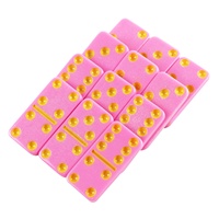 Jeu de dominos professionnel personnalisé rose double six avec points jaunes, 28 pièces avec boîte en papier couleur, jeu de dominos 4006 pour jeu de table