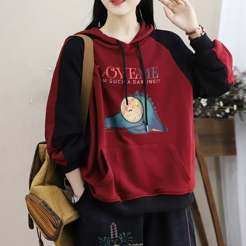 New 2023 Autumn Art Vintage Sweater Women's Cardigan Hooded Loose Fit Women's Sweater Factory Direct Sales