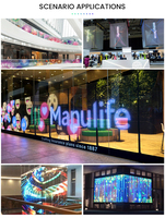 Extérieur intérieur verre film cristal led écran panneau film flexible transparent led écran d'affichage