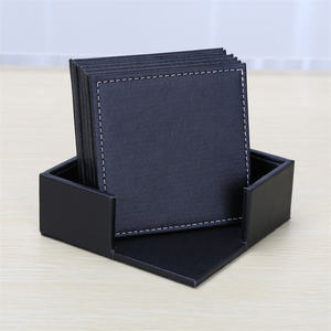 ชุดที่รองแก้วหนังแท้6ชิ้นแผ่นรองแก้วสี่<span class=keywords><strong>เหลี่ยม</strong></span>กันน้ำได้กล่องเก็บของของขวัญทางธุรกิจส่งเสริมการขาย - Product Image 2