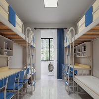 Lit en fer pour dortoir universitaire à usage commercial, design moderne, capacité deux-trois/six personnes, avec échelle et bureau du personnel, démontable