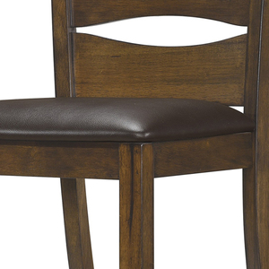 Set of 2pc Unique Back Design Eco-Friendly Tufted Wooden Side <b>Chairs</b> in <b>Brown</b> Finish Modern Style <b>Dining</b> Room Furniture - Product Image 3