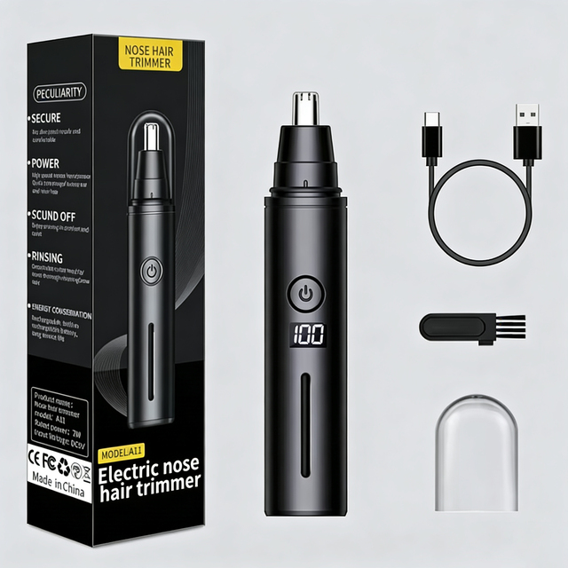 Men's Electric Nose Hair Trimmer Cleaning Tool for Household Use Low Noise Portable Mini Plastic Shaving Nose Hair Clip