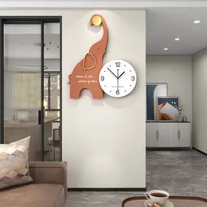 New design elephant wall clock 1 piece minimalist wood wall clock home decor luxury for living room bedroom