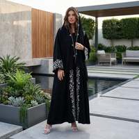 Robe Abaya Modeste et Respirante Perlée Grande Taille pour Femme Musulmane, Idéale pour l'Aïd, les Mariages et le Quotidien, avec Doublure et Hijab