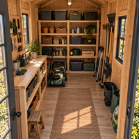 Abri de jardin résistant aux intempéries pour outils et vélos, espace utilitaire préfabriqué durable avec rangement sécurisé et montage facile