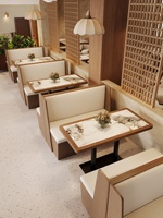 Table de salle à manger en bois massif pour restaurant commercial, restaurant de nouilles, restaurant à thème, café, et banquette de café.