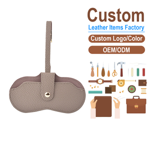 Factory Supply PU Leather Sunglasses Pouch, Portable <b>Bag</b> <b>Charm</b> Eyeglasses Storage Case with Snap Closure - Product Image 2