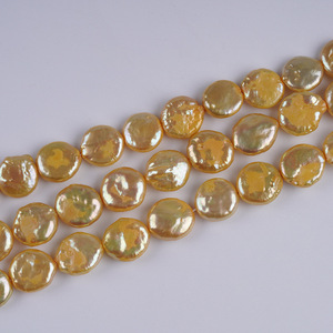 Accesorios Promocionales para Hacer Joyas de Bricolaje con Perlas de Agua Dulce de 10-11 mm, Forma de Botón, Color Dorado, con Manchas Naturales - Product Image 4