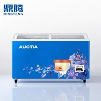 Congélateur coffre AUCMA série SD avec couvercle coulissant en verre incurvé SD-180 SD-330 SD-510, vitrine pour desserts glacés