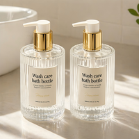 Ensemble de flacons de toilette en PET de 300 ml de qualité supérieure, flacon pompe de luxe avec logo personnalisé pour hôtel, shampoing, après-shampoing, gel douche, flacon en plastique