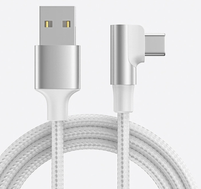 90 Degree USB C Male to USB a Male Colorful Nylon Braid Cable