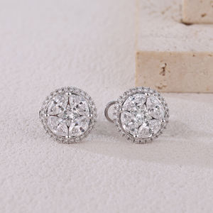 Boucles d'oreilles personnalisées en or blanc 18 carats diamant naturel taille marquise plaqué or fiançailles fête de mariage anniversaire cadeau remise - Product Image 3