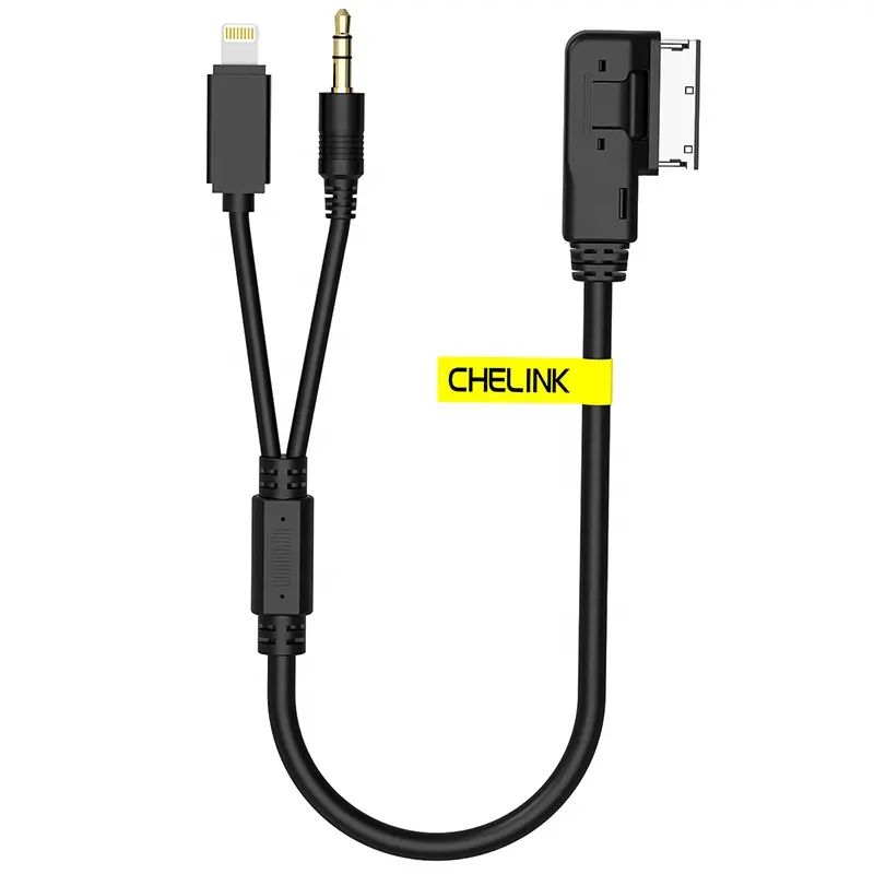 Chelink adaptador para cabo de áudio mdi, cabo auxiliar de áudio de 3.5mm com fio do carregador para audi a3 a4 a5 a6 a8 q5 q7