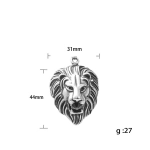 Collier pendentif lion en acier inoxydable pour homme, design géométrique rétro animalier 190104 - Product Image 4