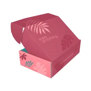 Caja de papel corrugado personalizada para cuidado de la piel para mujer, embalaje de productos de belleza pequeña, color rosa, diseño gratis