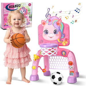 Panier de basket et but de football pour tout-petits, jouet pour fille, cadeau de 1er anniversaire, jouet sportif pour bébé avec lumière, son et musique - Product Image 1