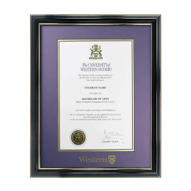 Afstuderen 8.5X11 Hout Diploma Frame A4 Certificaat Frames Universitaire Hogeschool Frame Met Dubbele Gouden Rand