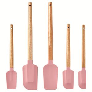 Ensemble de spatules en silicone résistantes à la chaleur, écologiques, personnalisées, 5 pièces, qualité alimentaire, lavables au lave-vaisselle, ustensiles de cuisine pour la cuisson et la pâtisserie - Product Image 4