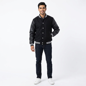 Fashion Athletic Fit Stylish Warm Casual Outerwear Stand 100% Cotton Breathable Varsity Jacket for College Sports OEM Service - Product Image 1
