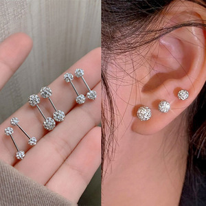 2025 recién llegado de alta calidad 925 Plata Cristal Diamantes de imitación cuentas de arcilla Bola de discoteca 3mm/4mm/6mm pendientes de tuerca - Product Image 5