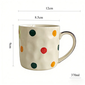 Tazza in Ceramica con Motivo <span class=keywords><strong>a</strong></span> <span class=keywords><strong>Pois</strong></span>, Tazza Retrò per Latte, per Colazione, Casa e Ufficio - Product Image 4