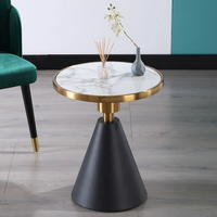 Table basse ronde simple moderne de luxe avec dessus en marbre Table d'appoint en acier de haute qualité pour meubles de salon à manger