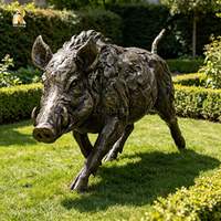 Sculpture de sanglier sauvage en bronze de grande taille RELONG, statue d'art en métal grandeur nature pour la décoration de jardin, cour, forêt, paysage