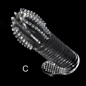 Silikon Spike gepunktete gerippte Kondome Zeit verzögerung Dauerhafte wieder verwendbare Penis ringe Kristall Cockring Penis verlängerung hülse für Männer - Product Image 5