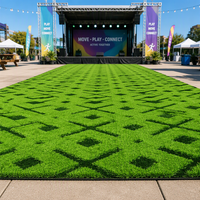 Gazon artificiel à motif rayé 3D, tapis imprimé à lignes, gazon synthétique PE résistant aux UV, pour terrains de sport, décoration de cour, rose