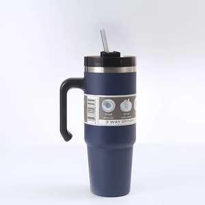 Vaso Térmico Personalizado con Logotipo, de Acero Inoxidable 304, con Asa, Pajita y Tapa de 3 Vías, para Coche y Viajes - Product Image 1
