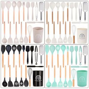 Accesorios para electrodomésticos de cocina, juego de utensilios de cocina de 14 piezas, juego de utensilios de cocina de silicona con mango de madera, resistente al calor - Product Image 5