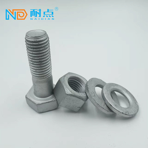 Set di <span class=keywords><strong>bulloni</strong></span> esagonali in acciaio al carbonio di grado 8.8 zincati a caldo M16 con dado e rondella piatta per supporto fotovoltaico torre in ferro - Product Image 1