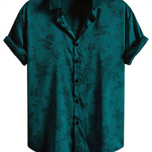 Camisa Casual de Manga Corta para Hombre, Antiarrugas, con Patrón de Puntos Bordados, Primavera, Fibra de Poliéster, Cierre de Botón Sencillo, Suministro ODM - Product Image 3