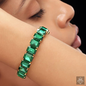 PRAO hecho a mano a granel moda chapado en oro Material de latón antideslustre Esmeralda brazalete para aniversarios de mujeres - Product Image 3