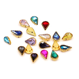 Cristales de Vidrio en Forma de Lágrima, 16 Facetas, Borde Dorado, para Manualidades, Joyería, Decoración de Ropa - Product Image 5