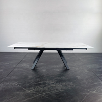 Extensible En Verre De Table À Manger Carrée 6 - 10 Sièges Moderne En Céramique Top Table de Réunion