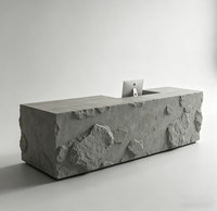 Comptoir d'accueil sculptural en pierre Q512, mobilier personnalisé en PRV/GRC, bureaux d'accueil, poste de travail de hall, comptoir de service pour usage commercial