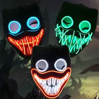 Masque facial en PVC lumineux à LED néon, masque de cosplay pour Halloween, fête costumée, luminescent dans le noir, nouvelle mode