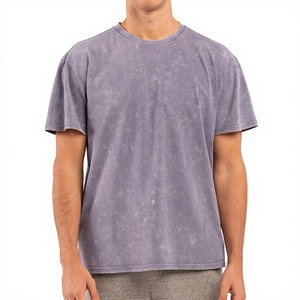 Hot Selling Vintage Acid Washed Regular Fit Men's T-Shirt 100% Cotton 250g Streetwear Cropped Drop Shoulder Quick Dry - Product Image 4
