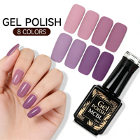Vernis à ongles gel violet 15 ml, 8 couleurs, collection haute brillance mauve, lavande, prune pour salon professionnel et nail art