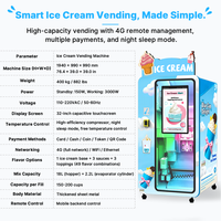 Distributeur automatique de crème glacée molle avec paiement par carte et code QR, écran tactile de 27 pouces, grande capacité, 200 coupes