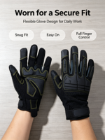 Gants de mécanicien robustes HAIYI OEM avec sangle de poignet réglable, protection UV, conception imperméable à doigts complets pour la construction